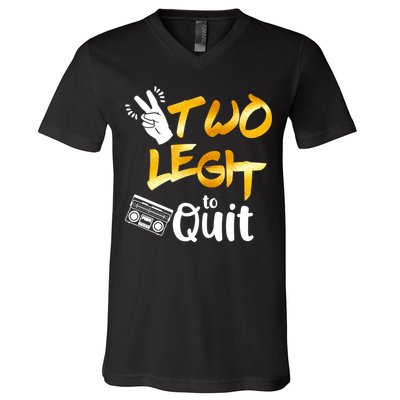 Funny 2nd Birthday Hip Hop Theme Two Legit To Quit 1 V-Neck T-Shirt