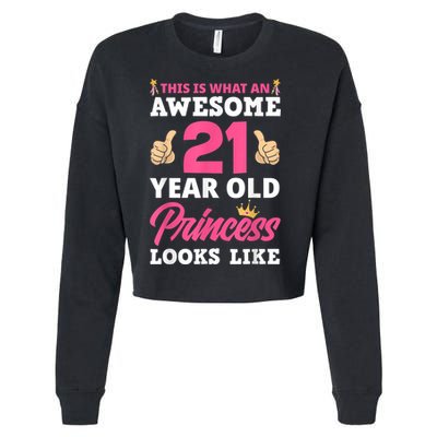 Funny 21st Birthday Women Funny 21 Years Old Birthday Girls Cropped Pullover Crew