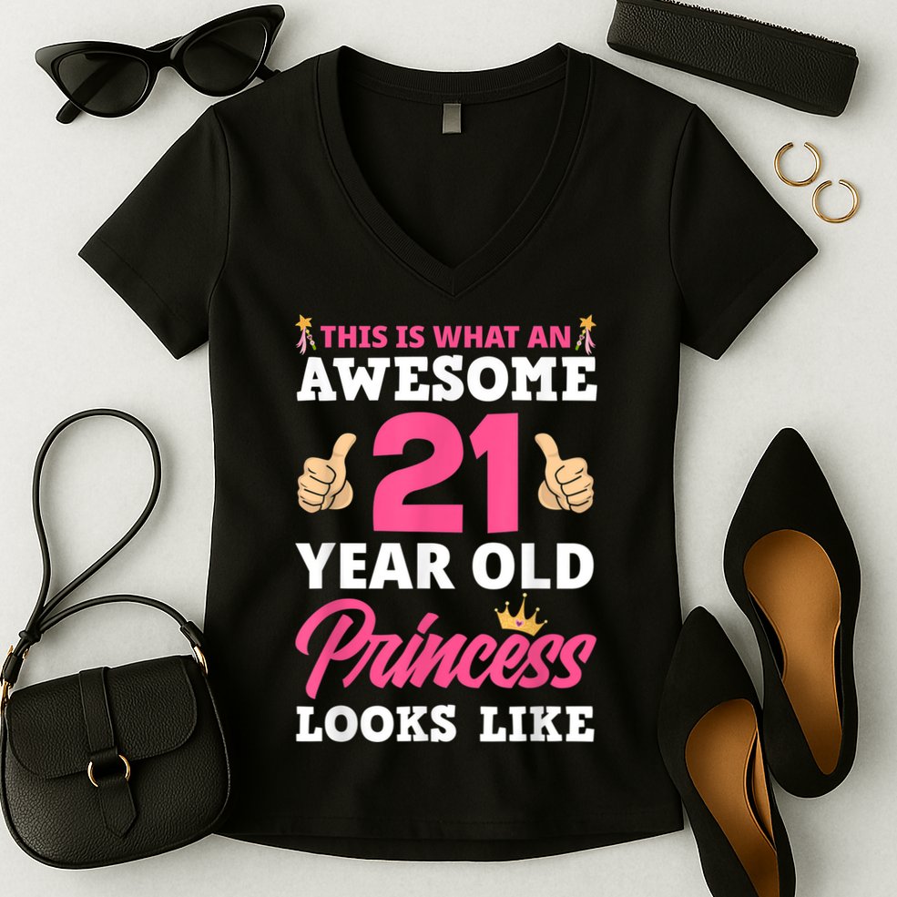 Funny 21st Birthday Women Funny 21 Years Old Birthday Girls Women's V-Neck T-Shirt