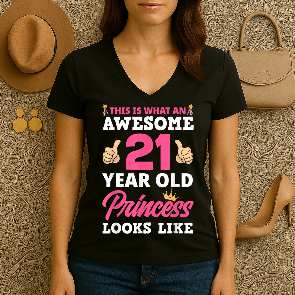 Funny 21st Birthday Women Funny 21 Years Old Birthday Girls Women's V-Neck T-Shirt