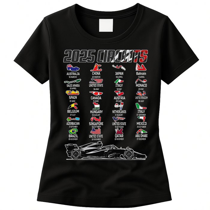 Formula 2025 Circuits Formula 2025 Schedule Race Car Formula Womens T-Shirt