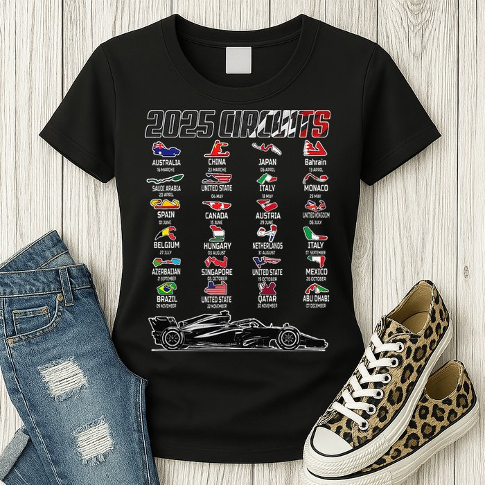 Formula 2025 Circuits Formula 2025 Schedule Race Car Formula Womens T-Shirt