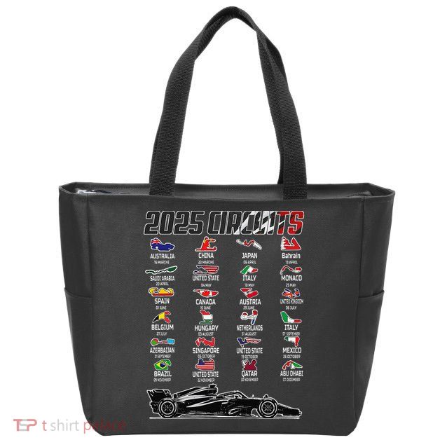 Formula 2025 Circuits Formula 2025 Schedule Race Car Formula Zip Tote Bag