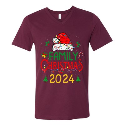 Family 2024 Christmas Matching Outfits Team Santa Elf Squad V-Neck T-Shirt