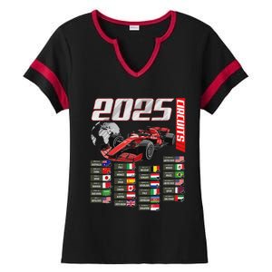 Formula 2025 Circuits Formula 2025 Schedule Racing Car Track Ladies Halftime Notch Neck Tee