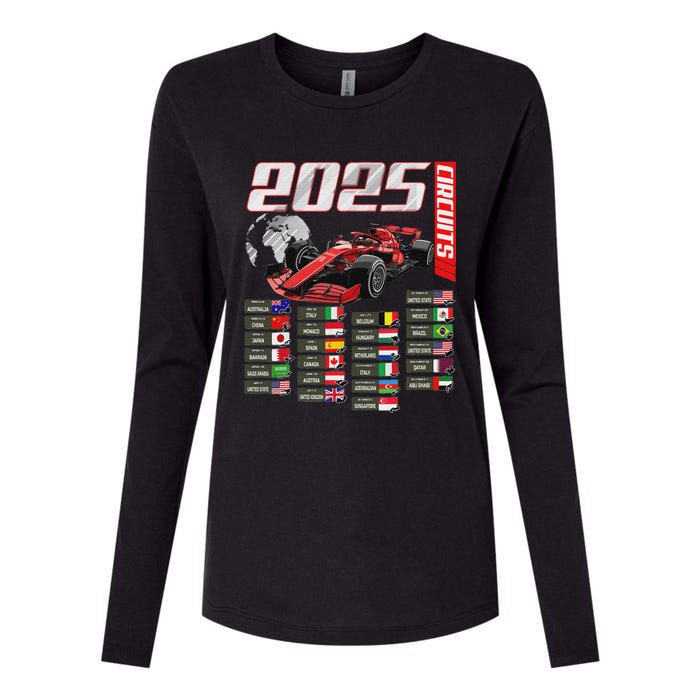 Formula 2025 Circuits Formula 2025 Schedule Racing Car Track Womens Cotton Relaxed Long Sleeve T-Shirt