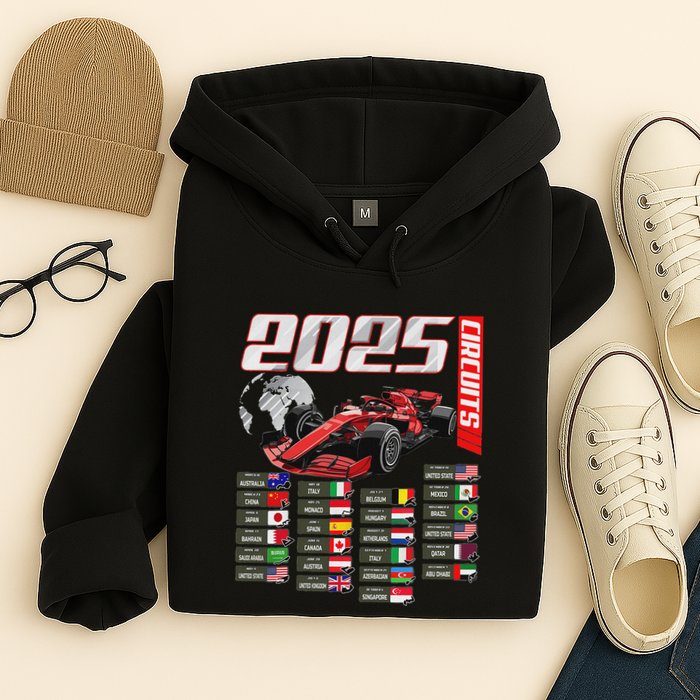 Formula 2025 Circuits Formula 2025 Schedule Racing Car Track Hoodie