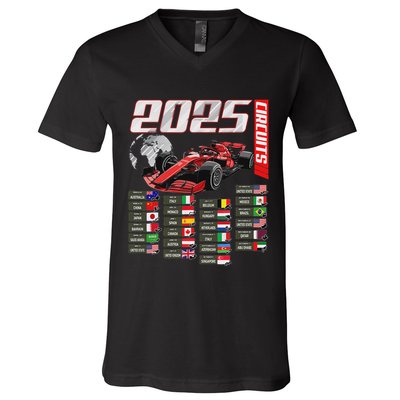 Formula 2025 Circuits Formula 2025 Schedule Racing Car Track V-Neck T-Shirt