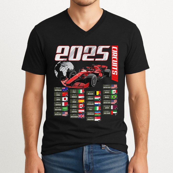 Formula 2025 Circuits Formula 2025 Schedule Racing Car Track V-Neck T-Shirt