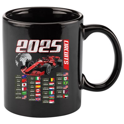 Formula 2025 Circuits Formula 2025 Schedule Racing Car Track 11oz C Handle Ceramic Mug