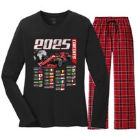 Formula 2025 Circuits Formula 2025 Schedule Racing Car Track Women's Long Sleeve Flannel Pajama Set 