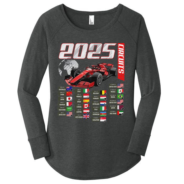 Formula 2025 Circuits Formula 2025 Schedule Racing Car Track Women's Perfect Tri Tunic Long Sleeve Shirt