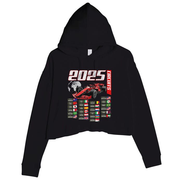 Formula 2025 Circuits Formula 2025 Schedule Racing Car Track Crop Fleece Hoodie