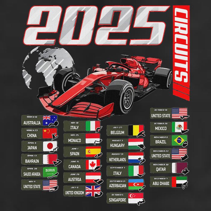 Formula 2025 Circuits Formula 2025 Schedule Racing Car Track Crop Fleece Hoodie