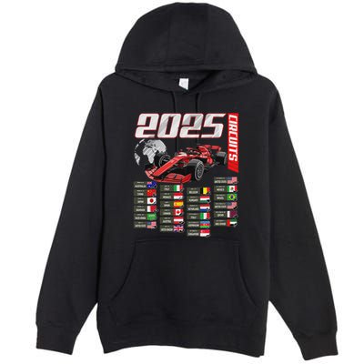 Formula 2025 Circuits Formula 2025 Schedule Racing Car Track Premium Pullover Hoodie
