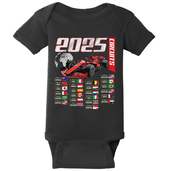 Formula 2025 Circuits Formula 2025 Schedule Racing Car Track Baby Bodysuit