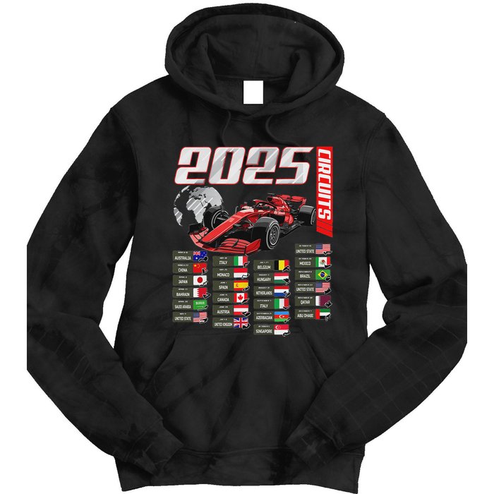 Formula 2025 Circuits Formula 2025 Schedule Racing Car Track Tie Dye Hoodie