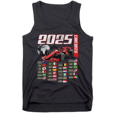 Formula 2025 Circuits Formula 2025 Schedule Racing Car Track Tank Top