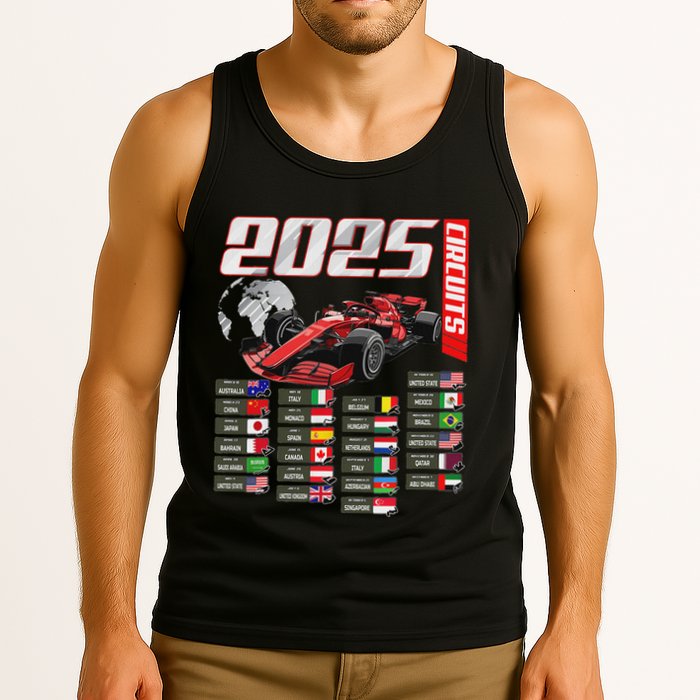Formula 2025 Circuits Formula 2025 Schedule Racing Car Track Tank Top