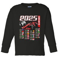 Formula 2025 Circuits Formula 2025 Schedule Racing Car Track Toddler Long Sleeve Shirt