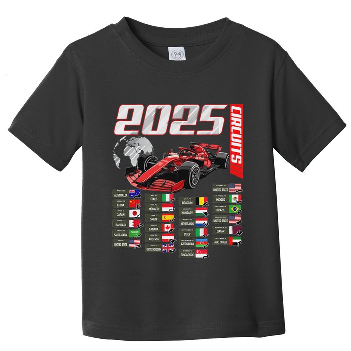 Formula 2025 Circuits Formula 2025 Schedule Racing Car Track Toddler T-Shirt