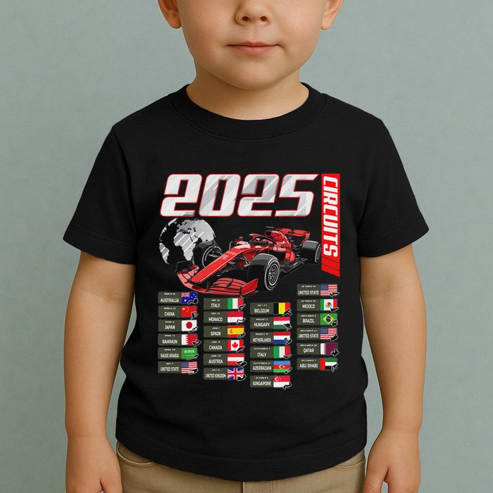 Formula 2025 Circuits Formula 2025 Schedule Racing Car Track Toddler T-Shirt