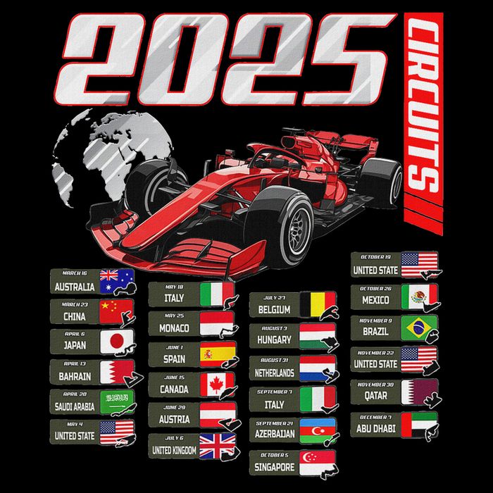 Formula 2025 Circuits Formula 2025 Schedule Racing Car Track Toddler T-Shirt