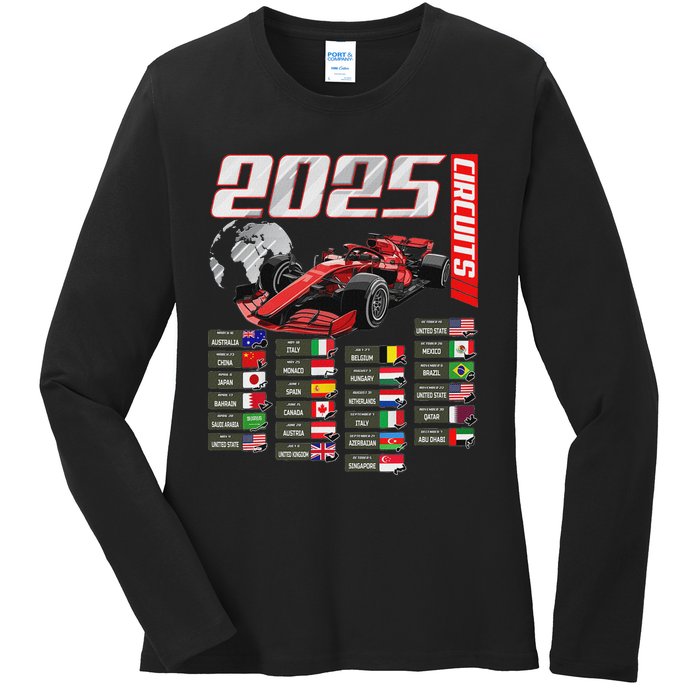 Formula 2025 Circuits Formula 2025 Schedule Racing Car Track Ladies Long Sleeve Shirt