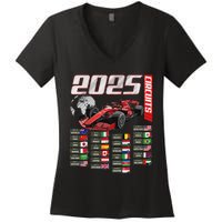 Formula 2025 Circuits Formula 2025 Schedule Racing Car Track Women's V-Neck T-Shirt