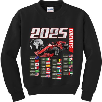 Formula 2025 Circuits Formula 2025 Schedule Racing Car Track Kids Sweatshirt