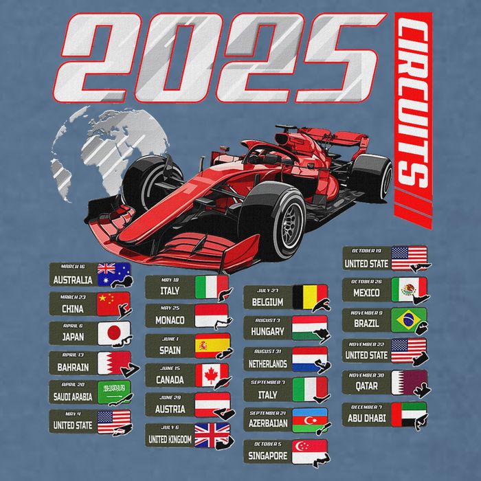 Formula 2025 Circuits Formula 2025 Schedule Racing Car Track Garment-Dyed Sweatshirt