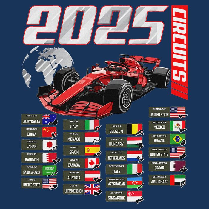 Formula 2025 Circuits Formula 2025 Schedule Racing Car Track Infant Baby Jersey Bodysuit