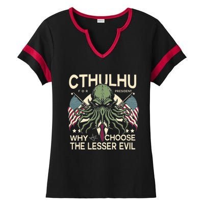 Funny 2024 elections Cthulhu for President Ladies Halftime Notch Neck Tee