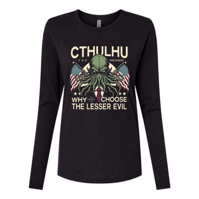 Funny 2024 elections Cthulhu for President Womens Cotton Relaxed Long Sleeve T-Shirt