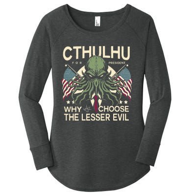 Funny 2024 elections Cthulhu for President Women's Perfect Tri Tunic Long Sleeve Shirt