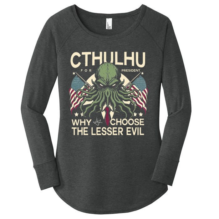 Funny 2024 elections Cthulhu for President Women's Perfect Tri Tunic Long Sleeve Shirt