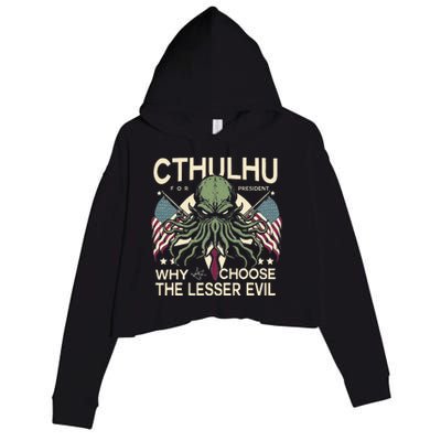 Funny 2024 elections Cthulhu for President Crop Fleece Hoodie