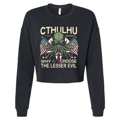 Funny 2024 elections Cthulhu for President Cropped Pullover Crew