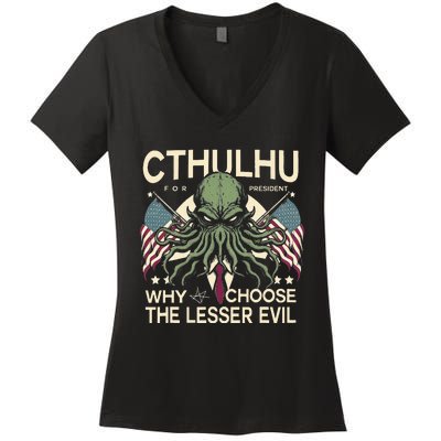 Funny 2024 elections Cthulhu for President Women's V-Neck T-Shirt