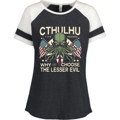 Funny 2024 elections Cthulhu for President Enza Ladies Jersey Colorblock Tee