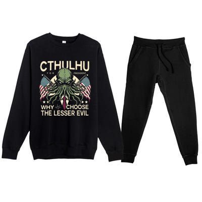 Funny 2024 elections Cthulhu for President Premium Crewneck Sweatsuit Set