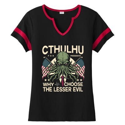 Funny 2024 Elections Cthulhu For President Ladies Halftime Notch Neck Tee