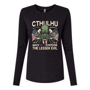 Funny 2024 Elections Cthulhu For President Womens Cotton Relaxed Long Sleeve T-Shirt