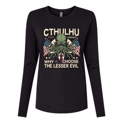 Funny 2024 Elections Cthulhu For President Womens Cotton Relaxed Long Sleeve T-Shirt