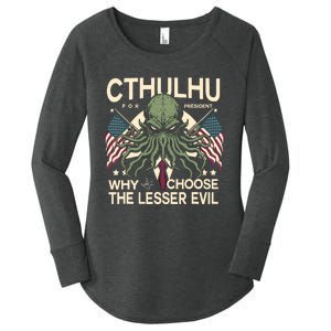 Funny 2024 Elections Cthulhu For President Women's Perfect Tri Tunic Long Sleeve Shirt