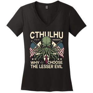 Funny 2024 Elections Cthulhu For President Women's V-Neck T-Shirt