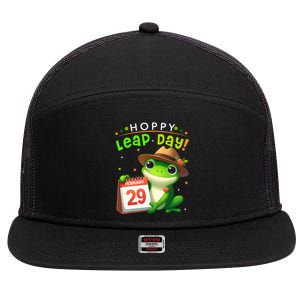 February 29th Funny Frog Leap Day Matching Leap Year 2024 7 Panel Mesh Trucker Snapback Hat