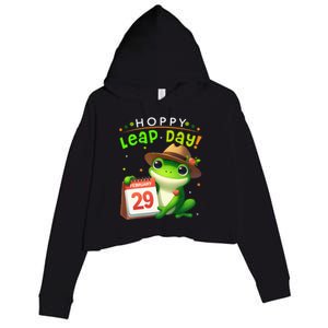 February 29th Funny Frog Leap Day Matching Leap Year 2024 Crop Fleece Hoodie