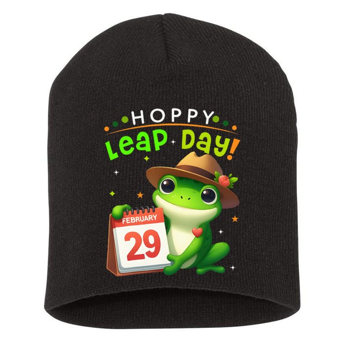 February 29th Funny Frog Leap Day Matching Leap Year 2024 Short Acrylic Beanie