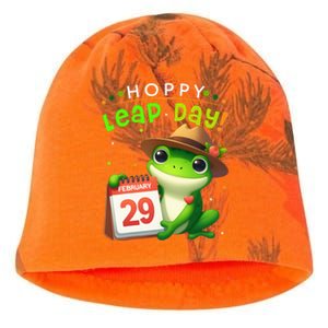 February 29th Funny Frog Leap Day Matching Leap Year 2024 Kati - Camo Knit Beanie